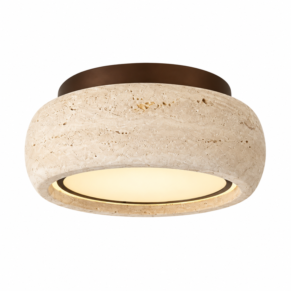 Modern Round Ring Travertine Flush Mount LED Ceiling Light