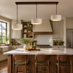Modern Cylindrical & Drum Travertine LED Pendant Light