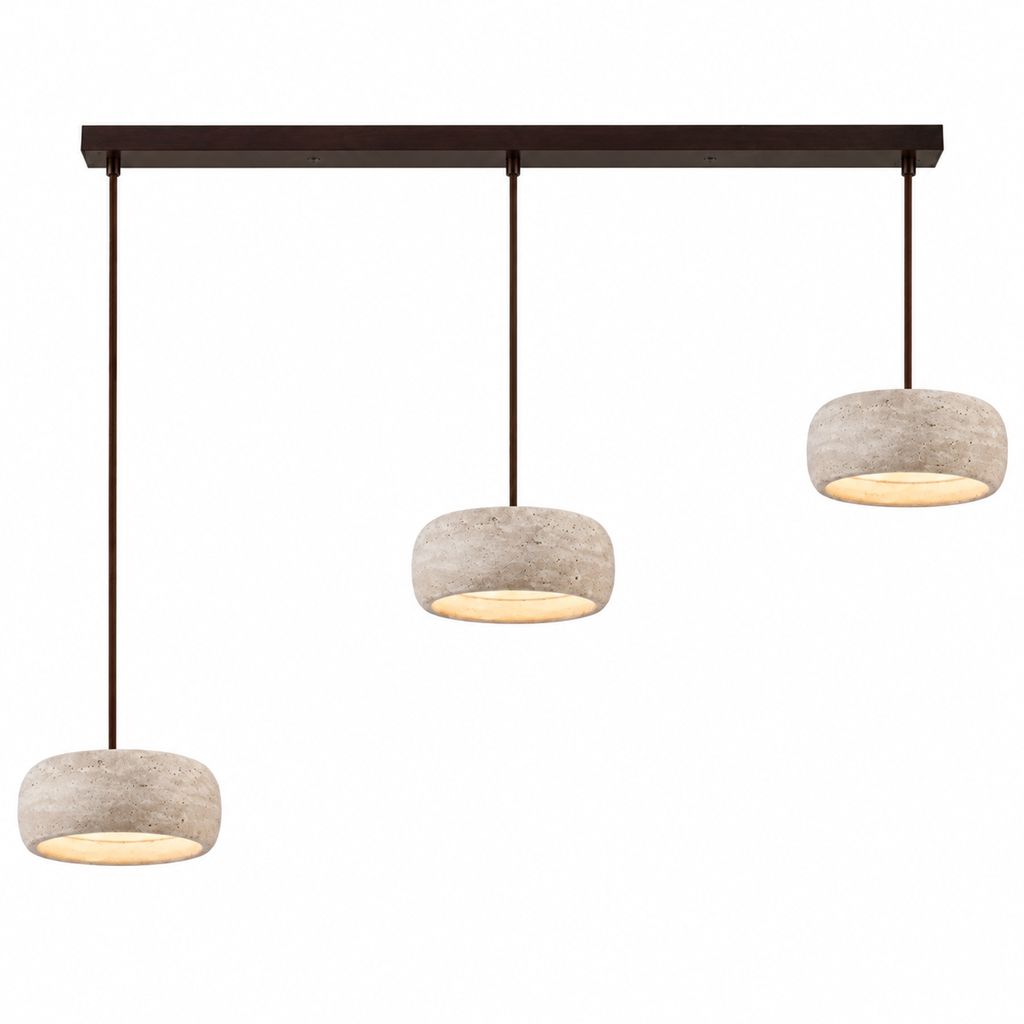 Modern Cylindrical & Drum Travertine LED Pendant Light
