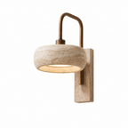 Modern Round Travertine Metal LED Wall Sconce