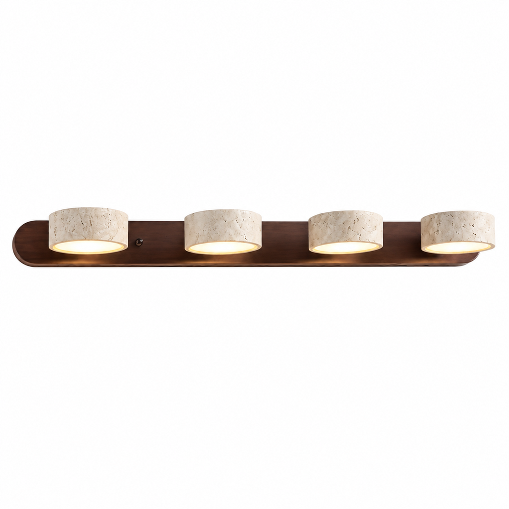 Modern Multi-head Travertine Wood LED Vanity Wall Sconce