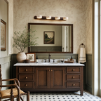 Modern Multi-head Travertine Wood LED Vanity Wall Sconce