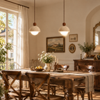 Modern Dome Travertine Wood Pendant Light