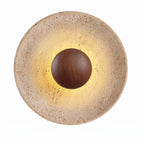 Wabi Sabi Disc-shaped Travertine Wall Sconce