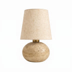 Wabi Sabi Spherical Travertine Table Lamp