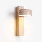 Modern Cylinder Travertine Wood LED Wall Sconce