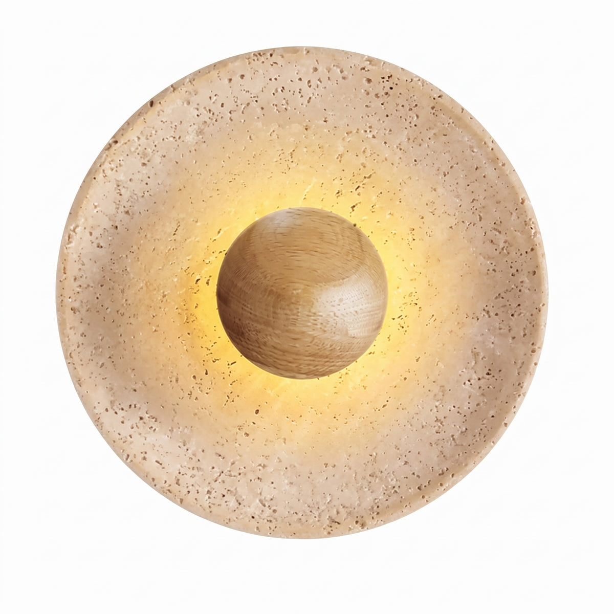 Wabi Sabi Disc-shaped Travertine Wall Sconce